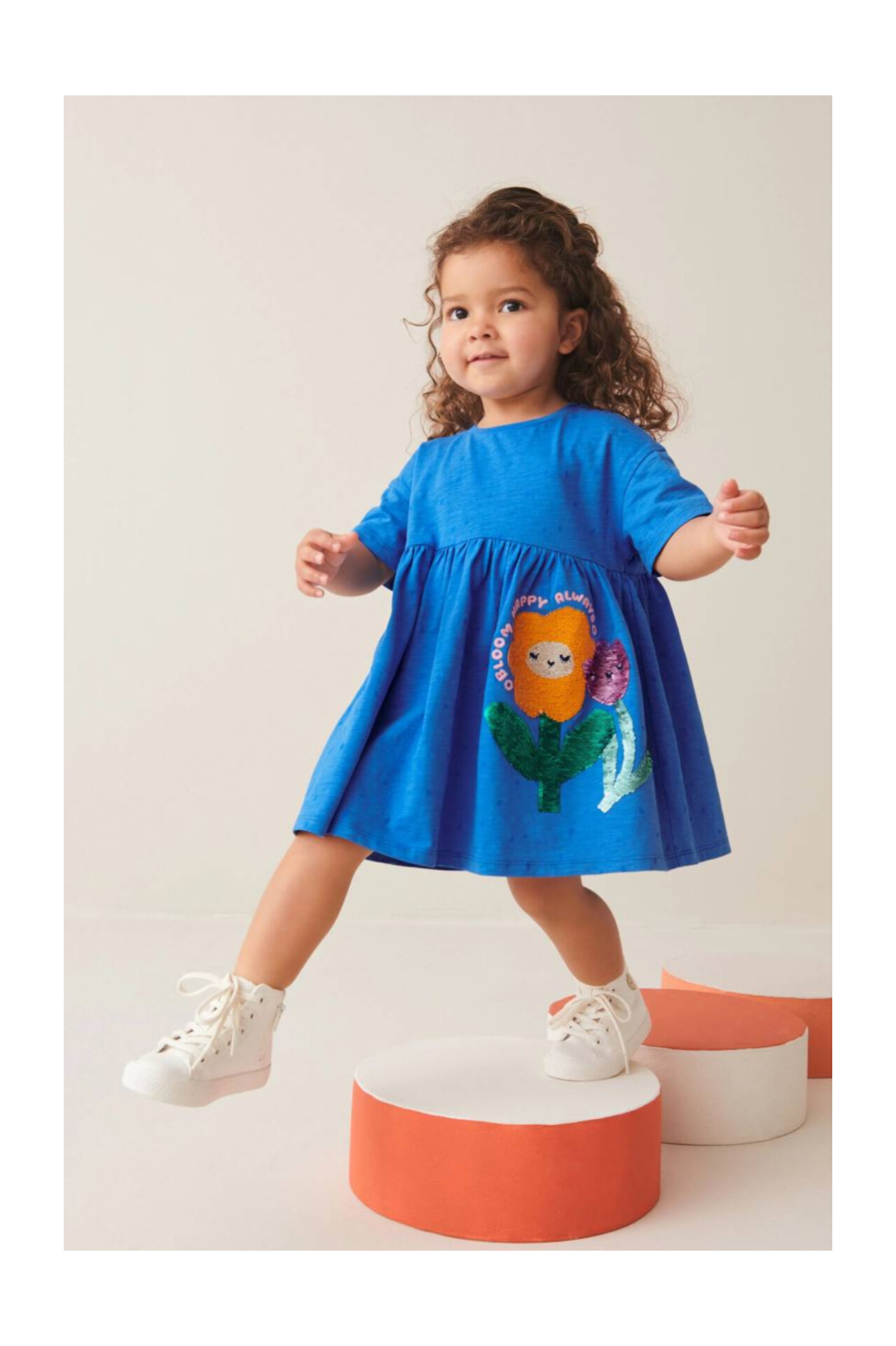 پیراهن آبی گل پولکی