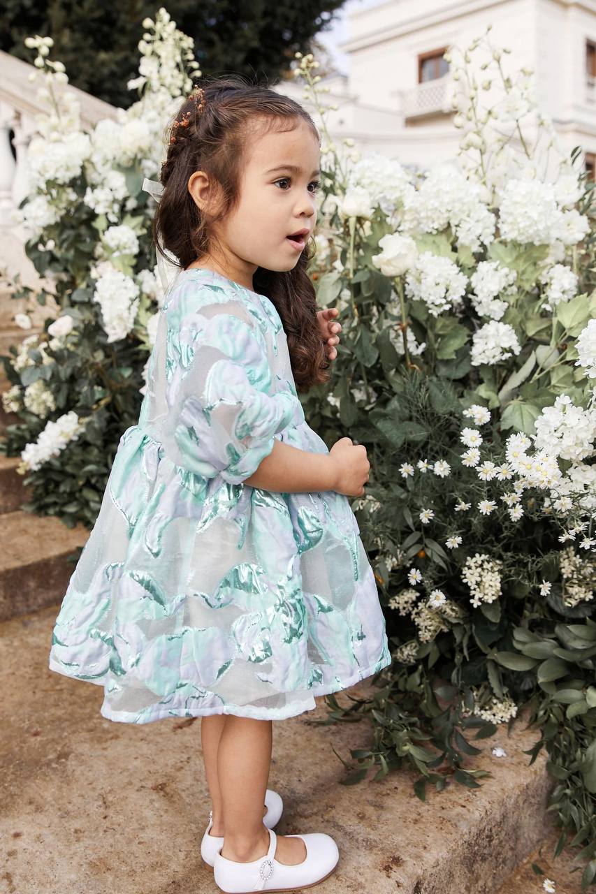 پیراهن آبی گل براق