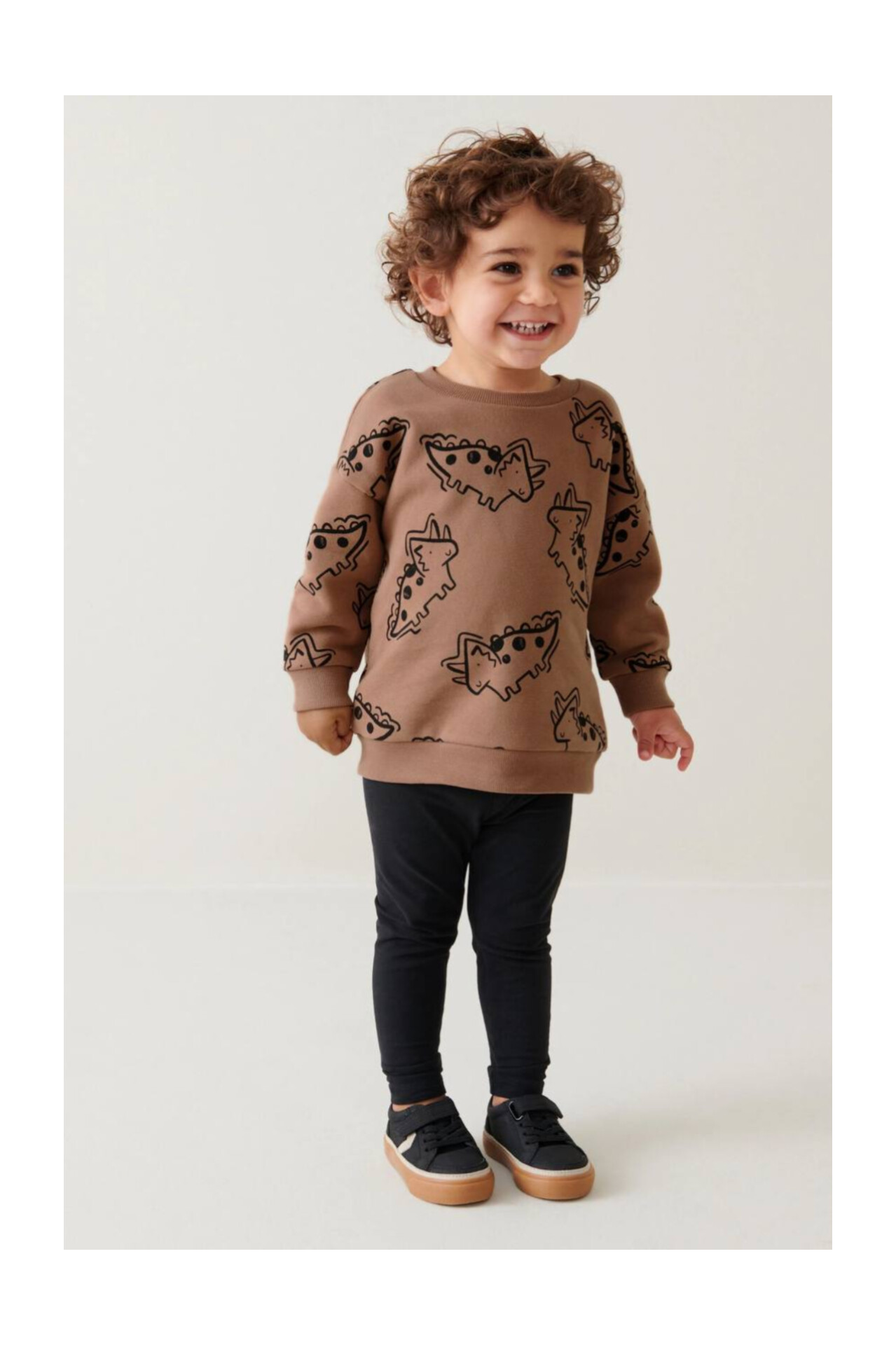 ست سوییشرت قهوه ای دایناسور و لگ مشکی